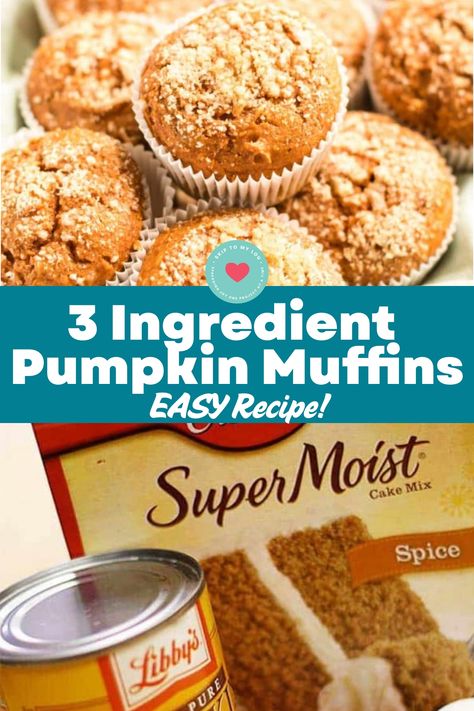 Looking for a delicious and easy pumpkin muffin recipe? Try these 3-ingredient pumpkin muffins – they're quick, simple, and oh-so-tasty! You only need cake mix, pumpkin puree, and an egg to whip up these delightful treats. A perfect fall baking project that will make your home smell amazing. These moist and flavorful pumpkin muffins are great for breakfast on the go or a cozy afternoon snack. Give this simple recipe a try today! Pumpkin Cake Mix Muffins, Recipe Gifts, 2 Ingredient Pumpkin Muffins, Spice Cake Mix And Pumpkin, Autumn Treats, Pumpkin Puree Recipes, Pumpkin Muffins Easy, Italian Rice, Muffins Easy