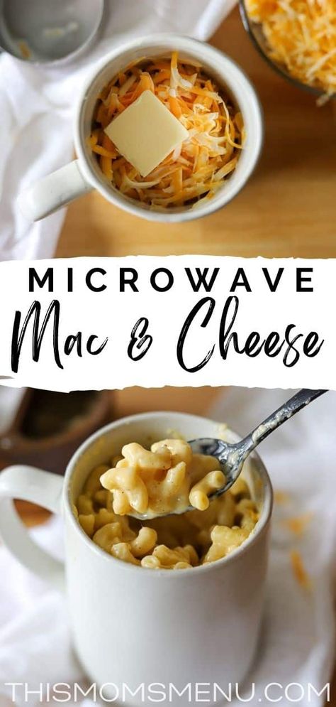 Delicious homemade mac and cheese in just a matter of minutes isn't as crazy as it sounds! This microwave mac and cheese is perfect for a quick lunch or snack and can be customized with your favorite cheeses and toppings. Mac And Cheese Mug, Mac And Cheese Microwave, Classic Mac And Cheese, Microwave Mug, Creamy Mac And Cheese, Small Pasta, Mug Recipes, In A Mug, Mac N Cheese Recipe