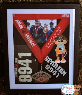 My Little Spot of Sanity: MS Spartan Shadow Box Medal Shadow Box Ideas, Marathon Shadow Box Ideas, Disney Shadow Box, Race Medal Displays, Running Medal Display, Medal Displays, Shadow Box Memory, Shadow Box Ideas, Running Medal