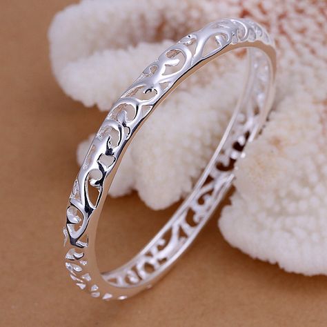 Popular Engraved Sterling Silver Bracelets-Buy Cheap Engraved ... Silver Bracelet Designs, Silver Jewelry Accessories, Fancy Jewelry Necklace, Silver Jewellery Indian, Gold Bride Jewelry, Gold Rings Fashion, Sterling Silver Bangle Bracelets, Jewelry Bracelets Silver, Silver Jewelry Design