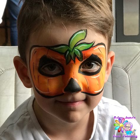 Pumpkin Head Face Paint, Pumpkin Face Paint For Kids, Halloween Makeup Pumpkin Face, Jack O Lantern Face Paint, Halloween Kids Face Paint, Pumpkin Face Painting Ideas, Pumpkin Face Painting, Halloween Mask Craft, Simple Face Painting Ideas