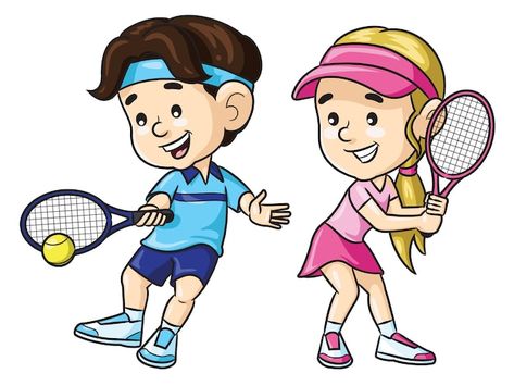 Tennis player kids cartoon | Premium Vector #Freepik #vector #tennis-player #man-woman #male-female #boy-playing Tennis Drawing, Kids Playing Sports, Tennis Posters, Kids Tennis, Tennis World, Kids Cartoon, Sports Day, Play Tennis, Sport Tennis