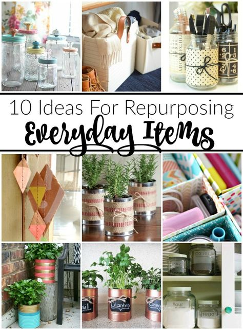 10 INEXPENSIVE ways to repurpose jars, cardboard boxes and tin cans into easy storage and home decor. Farmhouse Side Table, Organizing Hacks, Cute Dorm Rooms, Repurposed Items, Upcycle Projects, Upcycled Crafts, Organization Tips, Recycled Crafts, Paper Roll