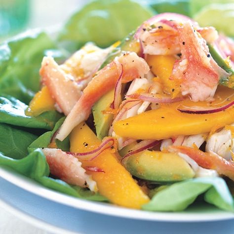 Citrus Dressing Recipe, Mango And Avocado Salad, Salad With Citrus Dressing, Mango And Avocado, Salad With Citrus, Citrus Dressing, Avocado Salat, Crab Salad, Mango Recipes