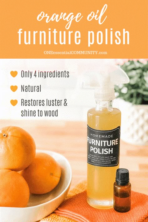 Homemade Furniture Polish, Diy Furniture Polish, Polish Recipe, Dusting Spray, Homemade Furniture, Natural Furniture, Sweet Orange Essential Oil, Furniture Polish, Diy Recipe