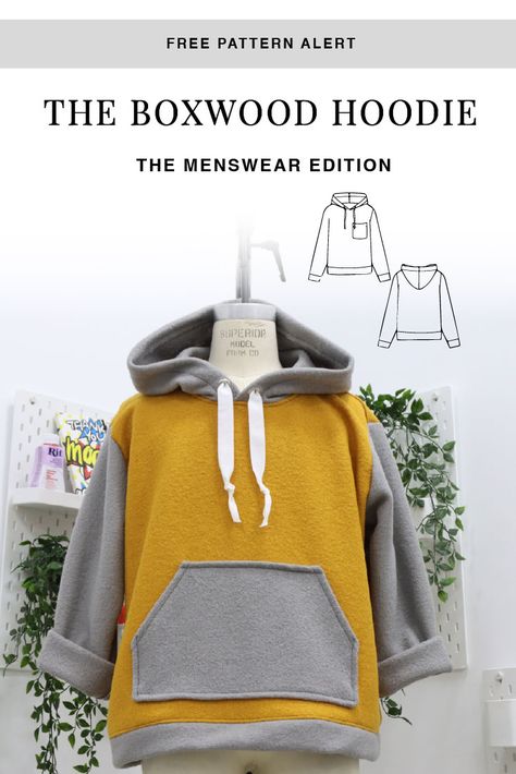 Easy Hoodie Sewing Pattern, Batwing Hoodie Pattern, Making Clothes Patterns, Create Sewing Pattern, Sewing Patterns Free Hoodie, Modern Sewing Patterns Free, Sewing Patterns Fleece, Sew Cardigan Pattern Free, Crewneck Sewing Pattern