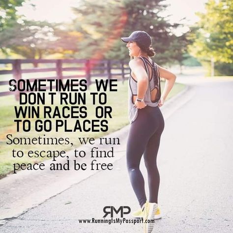 Sometimes we don't run to win races or to go places. Sometimes we run to escape, to find peace and be free. Senior Fitness Quotes, Running Meme, Frases Gym, Running Inspo, Motivation Sentences, Running Motivation Quotes, Running Girl, I Love To Run, Race Training