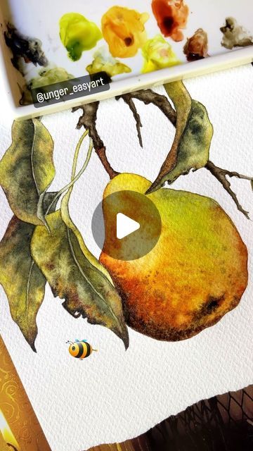 Watercolor Pears, Fruit Watercolor Painting, Pear Watercolor, Watercolour Fruit, Watercolor Guide, Watercolor Beginner, Art Tutorials Watercolor, Watercolor Fruit, Botanical Painting