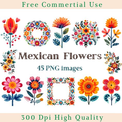 Mexican Flowers, Boda Mexicana, 2024 Design, Flowers Clipart, Floral Ornament, Art Populaire, Flower Clipart, Flower Clip, Mexican Art