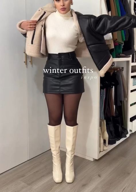 Elegantes Outfit Frau, Mode Emo, Fall Ootd, Beige Boots, Winter Fashion Outfits Casual, Outfit Invierno, Cold Outfits, Shein Outfits, Birthday Outfits