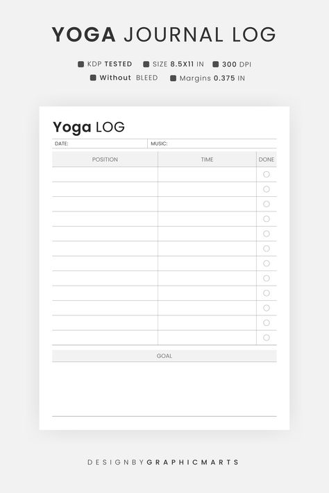 Yoga Journaling, Journal Log, Journaling Printables, Mentally Healthy, Wellness Planner, Kdp Interior, Kindle Direct Publishing, Do Yoga, Yoga Journal