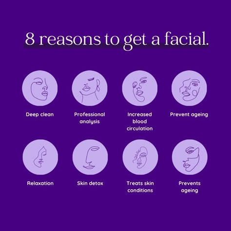 Looking for a reason to book your next facial... well here is 8! 🎱  Aside from relaxation, regular facials offer a plethora of skin-enhancing benefits. Everything from cleaner skin to anti-aging perks.  Are you booked in with your esthetician? 🗓 Reasons To Get A Facial, Benefits Of Facials, Benefits Of A Facial, Esthetician Career, Esthetician Room Supplies, Esthetician Tips, Beauty Graphics, Basic Facial, Facial Esthetician