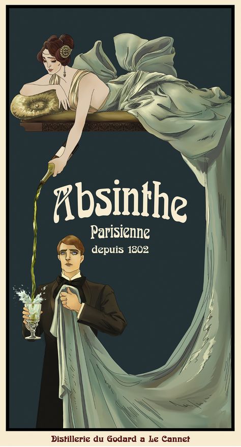 Absinthe Poster, Green Fairy Absinthe, Absinthe Art, Poster Drink, Artemisia Absinthium, Vintage French Posters, Vintage Poster Wall, Drink Poster, Decoration Restaurant