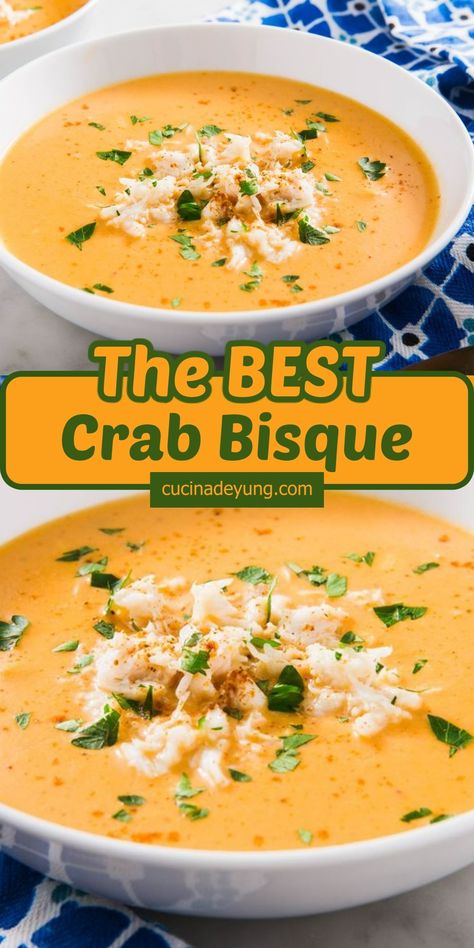 The BEST Crab Bisque Recipe – CUCINADEYUNG Crab Bisque Recipe, Crab Soup Recipes, Bisque Soup Recipes, Bisque Soup, Crab Bisque, Seafood Bisque, Crab Dishes, Crab Soup, Bisque Recipe