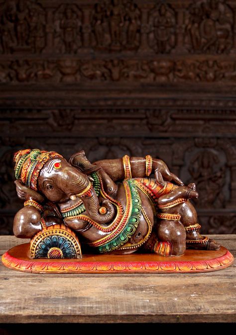 White Art Painting, Relaxed Pose, Wood Carving Art Sculpture, Lotus Sculpture, Shri Ganesh Images, Ancient Indian Architecture, Baby Ganesha, Door Design Images, Ganesh Photo