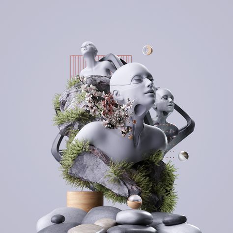 Manifesto of the Self | 3D Artworks on Behance Moss Creature, 3d Poster, Modern Graphic Art, Octane Render, Wacom Intuos, 3d Artwork, Smartphone Wallpaper, Album Design, 3d Modeling