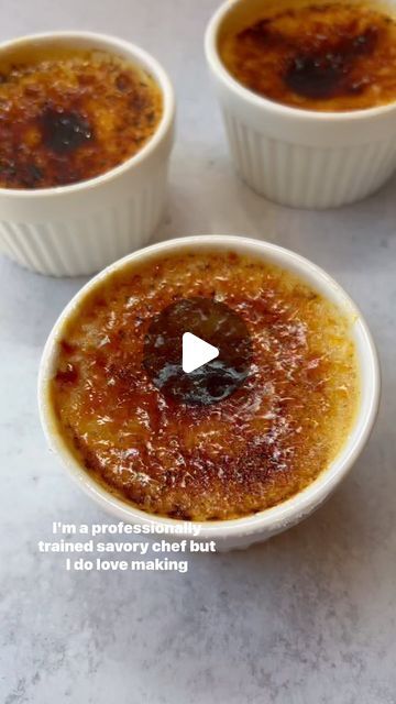 340K views · 19K likes | Kelly Scott on Instagram: "How to make a vanilla crème brûlée ⬇️ 

I am no baker or pastry chef, but vanilla creme brûlées I have mastered.

Tips to enhance your vanilla creme brûlée:
- torch the top before placing in the oven to get rid of bubbles 
- use 2 vanilla beans instead of vanilla extract 
- infuse with other flavors like bourbon or Lavendar 

Here’s how you make it:

Ingredients:

2 cups heavy cream
pinch of salt
1 tbsp vanilla extract or two vanilla beans 
5 egg yolks
1/2 cup sugar

Full steps at: https://kellyscleankitchen.com/2022/05/10/creme-brulee/ 

Check it out and let me know what you think! 

#cooking #cremebrulee #dessert #frenchfood" Creme Brûlée, Vanilla Beans, Egg Yolks, French Food, Pinch Of Salt, Pastry Chef, Heavy Cream, Vanilla Bean, 2 Cups