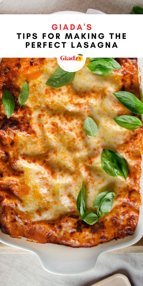 Italian Lasagne Authentic, Lasagna Giada De Laurentiis, Giada De Laurentiis Lasagna Recipes, Giada Lasagna Recipe, Lasagna Recipe Giada, Giada Lasagna, Authentic Italian Lasagna, Greek Lasagna, Lidia's Recipes