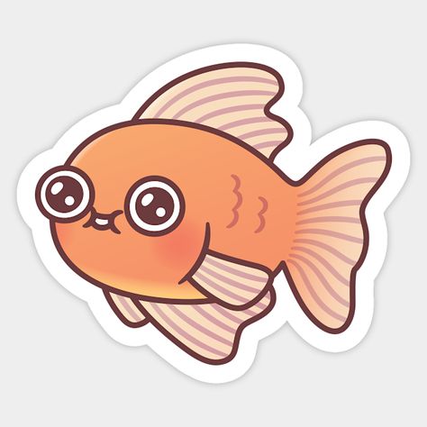 A doodle of a cute goldfish. Kawaii doodle for goldfish lovers and pet owners! ♥ -- Choose from our vast selection of stickers to match with your favorite design to make the perfect customized sticker/decal. Perfect to put on water bottles, laptops, hard hats, and car windows. Everything from favorite TV show stickers to funny stickers. For men, women, boys, and girls. Goldfish Doodle, Goldfish Sticker, Goldfish Drawing, Cute Goldfish, Pet Goldfish, Kawaii Doodle, Doodle Sticker, Kawaii Doodles, Goldfish