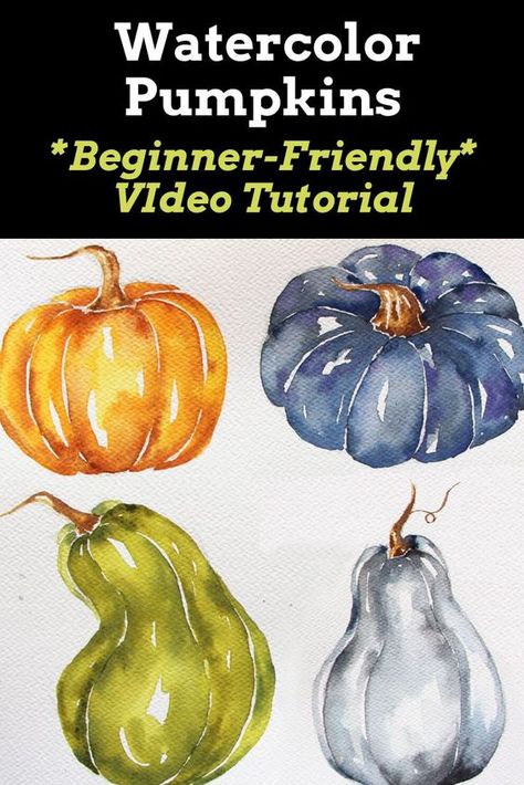 Floral Pumpkin Painting, Sketch And Paint, Foliage Illustration, Paint Pumpkins, How To Sketch, Step By Step Watercolor, Art Tutorials Watercolor, Floral Pumpkin, Watercolor Tutorial