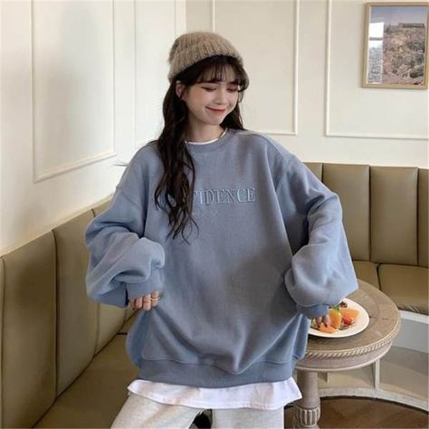 Loose Tops For Women, Y2k Embroidery, Winter Crewneck, Crewneck Vintage, Harajuku Women, Vintage Midi Dresses, Oversized Streetwear, Women Sweatshirt, Loose Pullover