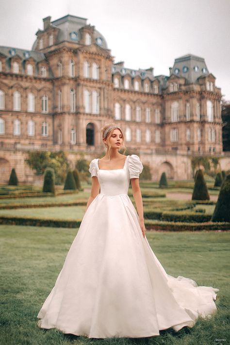 Disney Princess Wedding Dress, Vintage Satin Wedding Dress, Disney Princess Wedding Dresses, Puff Sleeve Wedding Dress, Wedding Dress 2024, Disney Princess Wedding, Disney Inspired Wedding, Cinderella Dress, Princess Bridal Gown