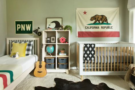 Toddler Baby Room Share, Toddler And Baby Room Sharing, Toddler Baby Shared Room, Toddler Room Layout, Shared Toddler And Baby Room, Shared Nursery And Toddler Room, Toddler And Baby Shared Room, Baby And Toddler Shared Room, Toddler And Baby Room