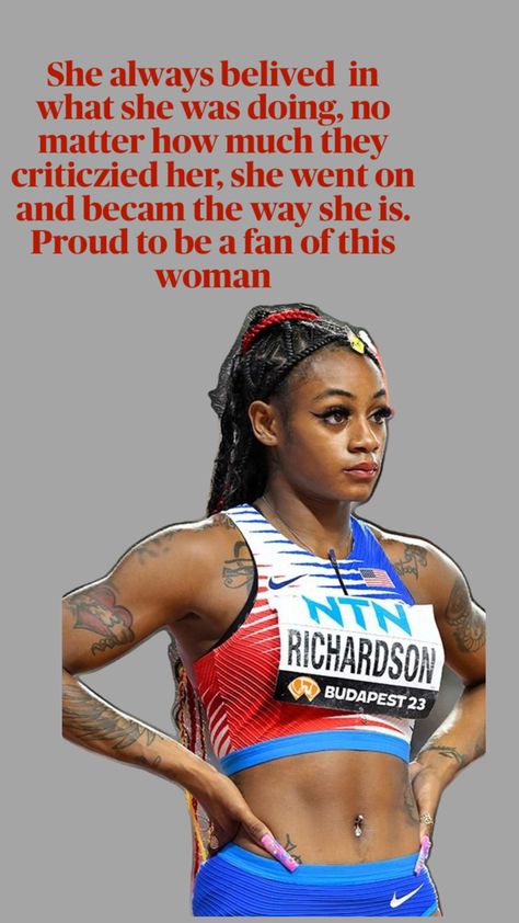 Sha'carri Richardson 🫶🫶🫶 Sha'carri Richardson Wallpaper Lockscreen, Shacarri Richardson Wallpaper, Sha'carri Richardson, Sha Carri Richardson, Fitness Attire, Female Gymnast, Sports Quotes, Workout Attire, American Sports