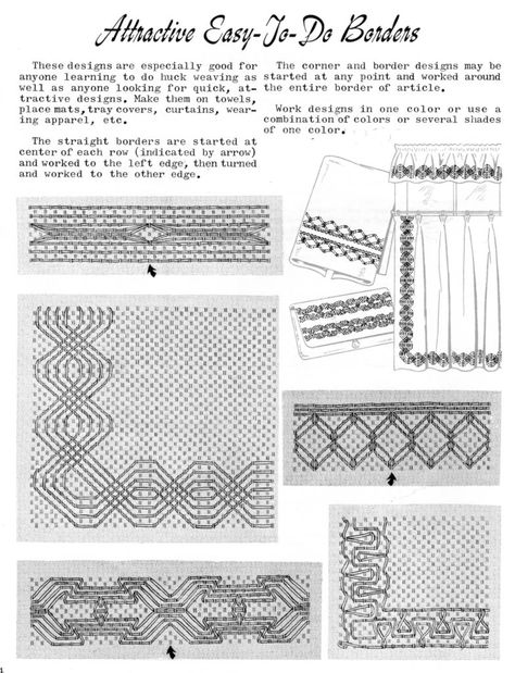 Huck Weaving Swedish Weaving Patterns Easy to do Borders Free Swedish Weaving Patterns, Huck Weaving, Weaving Patterns Design, Swedish Weaving Patterns, Canvas Coasters, Border Patterns, Swedish Embroidery, Towel Weaving, Plastic Canvas Coasters