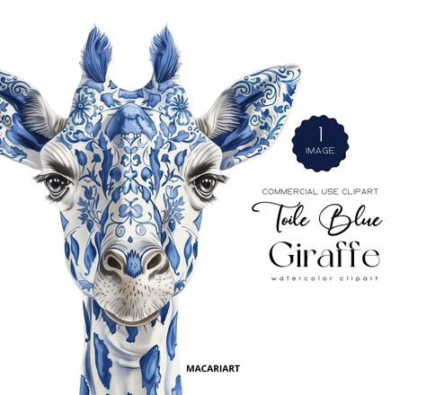 Giraffe Clipart, Blue Clipart, White Giraffe, Blue Giraffe, Animals Safari, Baby Shower Blue, Clipart Baby, Watercolor Blue, Baby Clip Art