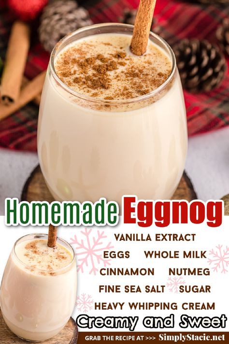 Homemade Eggnog! 💖💚🎅 Homemade is SO... - Recipes From Heaven Cold Brew Concentrate, Simply Stacie, Homemade Eggnog, Chicken Pot Pie Soup, Making Whipped Cream, Mixed Drinks Alcohol, Eggnog Recipe, Mixed Drinks Recipes, Level 4