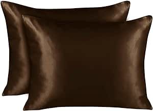 These brown pillowcases will be replacing our black satin ones (that I love but are frayed and are too dark for this color scheme). They will help create a calming and grounding feeling while trying to relax in our room. Satin Pillow Case, Jaguar Print, Satin Pillow, Luxury Pillows, Rectangular Pillow Cover, Satin Pillowcase, Brown Satin, Luxury Bridal, Silk Pillowcase