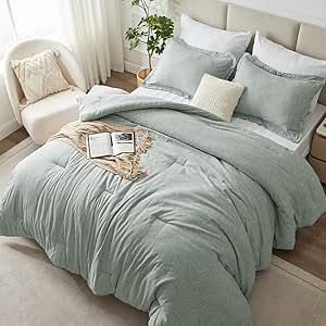 CozyLux Full Size Comforter Set - 3 Pieces Sage Green Soft Luxury Cationic Dyeing Bedding Comforter for All Season, Breathable Lightweight Fluffy Boho Bed Sets with 1 Comforter and 2 Pillow Shams Full Size Comforter Sets, Comforter Sets Boho, Boho Bed, Full Size Comforter, Queen Size Comforter Sets, King Size Comforter Sets, Boho Comforters, Queen Size Comforter, King Size Comforters