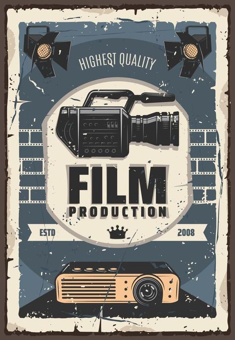 Film production, cinema or movie industry Canva Collage, Logo Design Inspiration Vintage, Cinema Design, Movie Industry, Yearbook Themes, Vintage Poster Design, Retro Film, Collage Techniques, Movie Posters Design