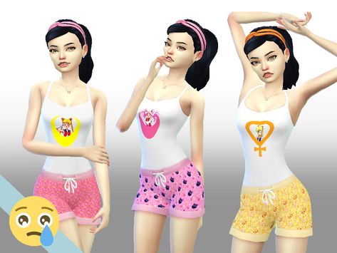 The Sims Resource - Sailor Moon PJS Sims 4 Cc Pjs, Sims 4 Pajamas Cc, Panda Pyjamas, Chibi Moon, Pj Shorts, Cute Rose, Sims 1, Short Pj Set, Sims4 Cc