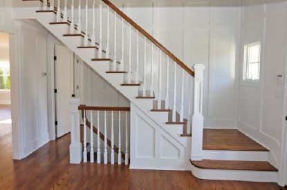 Upstairs & Downstairs Open Staircase To Basement, Staircase Layout, Emily Ley, Open Stairs, Upstairs Downstairs, Flooring For Stairs, Staircase Remodel, Open Staircase, House Updates