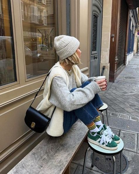 Elevate your everyday outfits this fall and winter with colorful green shoes, just like these trendy Adidas Campus sneakers. From casual outfits with denim jeans to cozy, seasonal layers, discover how to style these trendy shoes in 10 different ways for a fresh and fashionable look.