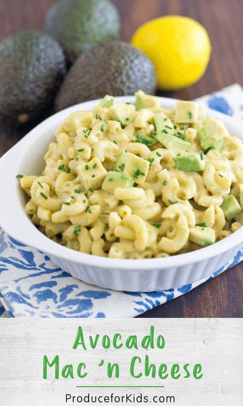 Avocado Mac n Cheese! Pump up the nutrition in your mac n cheese by swapping butter for avocado! It's super creamy and delicious! #produceforkids #avocadorecipes #macncheese Avocado Mac And Cheese, Mac And Cheese Healthy, Mac And Cheese Sauce, Healthy Comfort, Whole Wheat Pasta, Healthy Meals For Two, Diet Food List, Avocado Recipes, Mac N Cheese