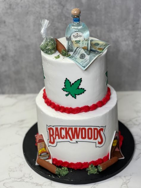 Backswoods birthday cake Guys 19th Birthday Ideas, 21 Men Birthday Cake, Backwood Birthday Cake Ideas, 20th Birthday Cake Ideas For Guys, Bam Bam Birthday Cake, Backwoods Cake Ideas, 33 Birthday Ideas Women Cake, Backwoods Birthday Cake, Rod Wave Cake