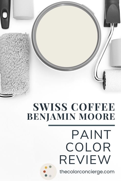 Learn all about Benjamin Moore Swiss Coffee in this paint color review from The Color Concierge. Manchester Tan Benjamin Moore, Off White Paint Colors, Sherwin Williams Extra White, Repose Gray Sherwin Williams, Picking Paint Colors, Beige Paint Colors, Sea Salt Sherwin Williams, Edgecomb Gray, Sherwin Williams Gray