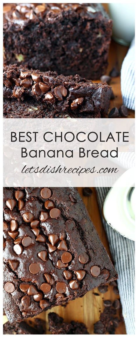 Best Chocolate Banana Bread, Frozen Banana Recipes, Chocolate Chip Banana Bread Recipe, Ripe Banana Recipe, Chocolate Banana Bread Recipe, Banana Recipe, Bread Chocolate, Chocolate Zucchini Bread, Chocolate Banana Muffins