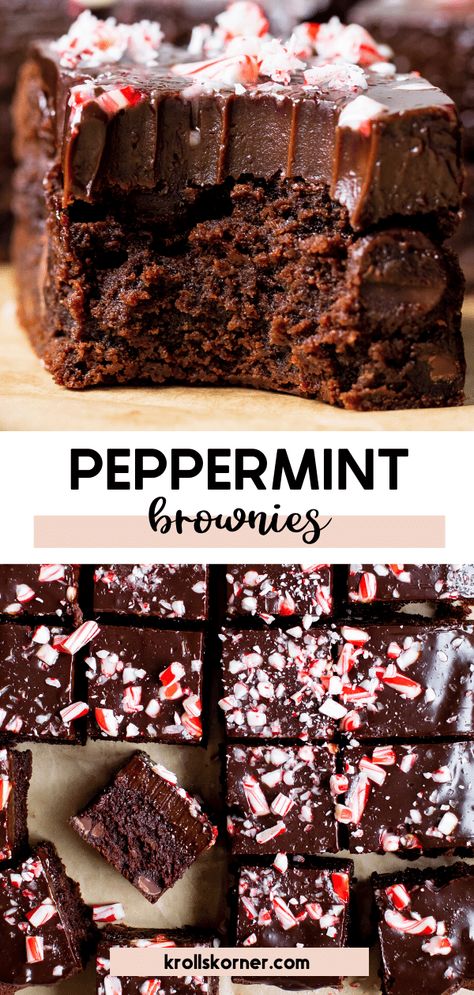 Peppermint Brownies Recipe, Peppermint Dessert, Crushed Peppermint, Peppermint Recipes, Christmas Brownies, Peppermint Brownies, Christmas Baking Recipes, Peppermint Cookies, Black Color Hairstyles