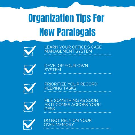 Whether you work for a very busy attorney as a personal injury paralegal or as a litigation paralegal in a solo firm, keeping the office organized and the records updated is going to be a very important task and one that you constantly have to stay on top of. With the organization tips above you can avoid overwhelm in a fast-paced environment and make sure record-keeping impresses your supervisors. Here's to shining like the rockstar paralegal that you are! Paralegal Organization Desks, Personal Injury Paralegal, Paralegal Organization, Paralegal Tips, Litigation Paralegal, Document Binder, Paralegal Student, Legal Assistant, Legal Studies