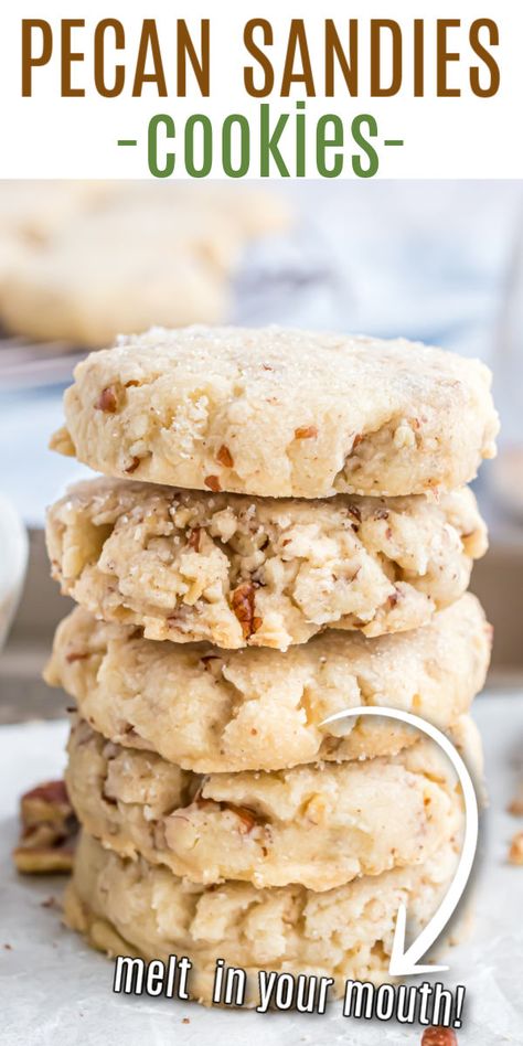 Most Delicious Cookie Recipe Ever, Melt In Your Mouth Pecan Cookies, Homemade Pecan Sandies Recipe, Melted Butter Cookie Recipe, Buttery Butter Pecan Cookies, Pecan Powdered Sugar Cookies, Butter Pecan Cookies Taste Of Home, Candied Pecan Cookies, Butter Pecan Shortbread Cookies Recipe