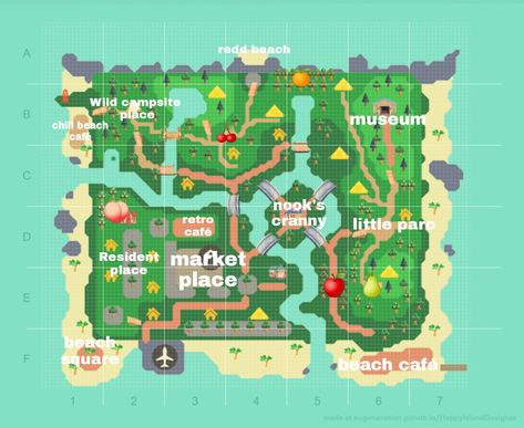 Acnh Island Map Layout, Acnh Island Map Layout Ideas, Acnh Island Map, Animal Crossing Qr Codes, Ac Codes, Museum Cafe, Map Layout, City Island, Wet Felting Projects