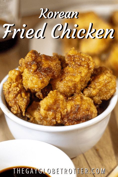 This Korean fried chicken recipe is one of my go-to dinner recipes. Tender chicken bites are fried until crispy, then tossed in a Korean fried chicken sauce. The sauce goes perfectly on Korean fried chicken wings too. This meal is seriously good! #gayglobetrotter #koreanfriedchicken #koreanfriedchickensauce #easyfriedchicken #asianfriedchicken Korean Fried Chicken Sauce, Asian Fried Chicken, Fried Chicken Sauce, Korean Fried Chicken Wings, Korean Fried Chicken Recipe, Easy Fried Chicken, Fried Chicken Strips, Chicken Sauce, Fried Chicken Recipe