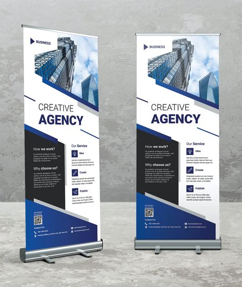 Creative Digital Roll-Up Banner Template InDesign Corporate Backdrop, Rollup Design, Standing Banner Design, Rollup Banner Design, Rack Cards Design, Shadi Card, Innovation And Technology, Roller Banner, Roll Up Design