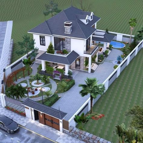 बेडरूम डिजाइन, Modern Village, Home Designs Exterior, Two Story House Design, Pelan Rumah, Eksterior Modern, Villain Aesthetic, House Plans Mansion, Best Modern House Design