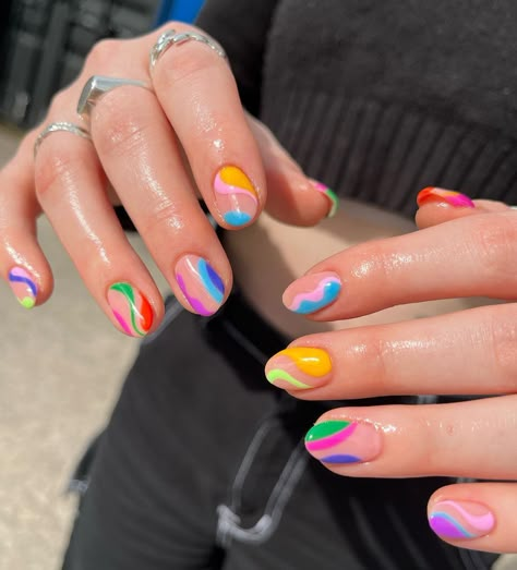 JULY NINETY SIX’s Instagram post: ““Lots of colour pls” okay x . . . . . . . . . #nailart #nails #springnails #abstractnails #showscratch #nailitdaily #manchesternails…” Summer Nails 2024, Hippie Nails, Summery Nails, Cute Gel Nails, Rainbow Nails, Cat Kuku, Nails 2024, Manicure Y Pedicure, Heart Nails