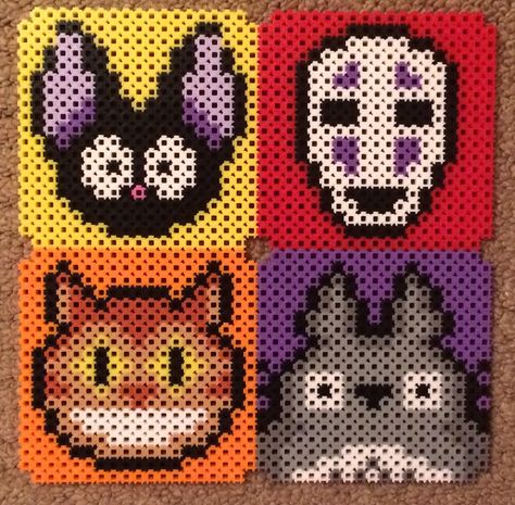 Studio Ghibli Perler Bead Patterns, Simbrix Ideas, Studio Ghibli Perler Beads, Studio Ghibli Pixel Art, Hama Beads Pokemon, Hama Art, Melty Bead Patterns, Pearl Beads Pattern, Bead Studio